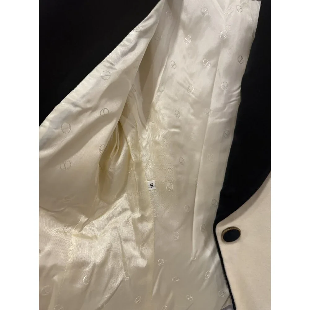 Christian Dior Blazer Jacket CREAM COLOR WITH BLACK VELVET COLLAR SZ 10